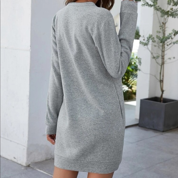 Boho gray sweater dress - Picture 2 of 5